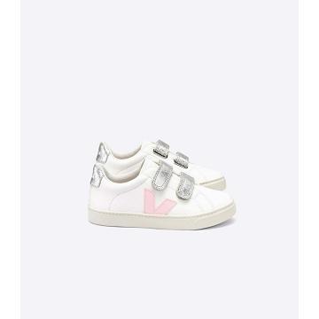 White/Silver Kids' Veja ESPLAR CHROMEFREE Sneakers | AU 827KOR